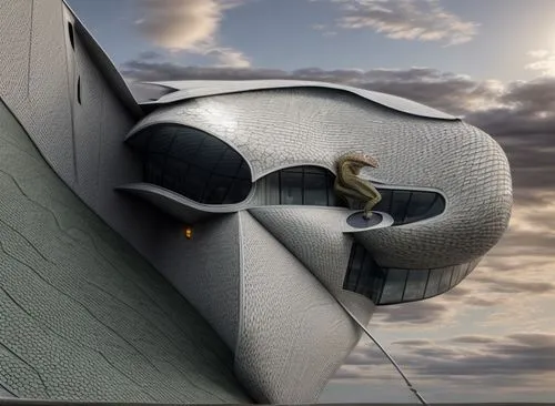 lizard conceptual building that has a color changing roof more realistic generated photo 3D,futuristic architecture,3d rendering,futuristic art museum,sky space concept,soumaya museum,pigeon house,roo