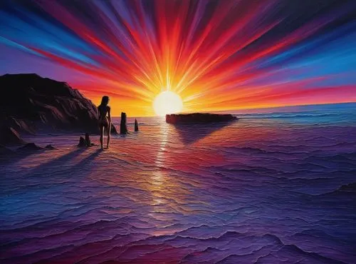 colorful light,splendid colors,vibrantly,intense colours,colorful background,incredible sunset over the lake,coast sunset,tramonto,subset,sun reflection,sunset beach,sunrise beach,luminosity,vibrancy,unset,background colorful,morning illusion,sunset glow,sunburst background,vibrance,Illustration,Realistic Fantasy,Realistic Fantasy 25