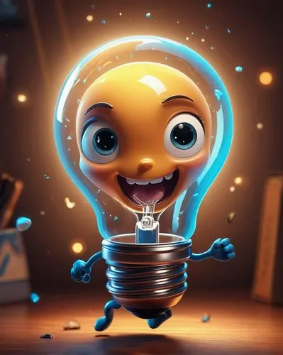 stunning image of a cute adorable light bulb running, sweating, moody, grainy, noisy concept art, by Alberto Seveso, Cyril Rolando, Dan Mumford, Meaningful Visual Art, Detailed Painting, Digital Illus