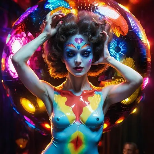 neon body painting,bodypainting,bodypaint,body painting,mesmero,dazzler,Illustration,Realistic Fantasy,Realistic Fantasy 38