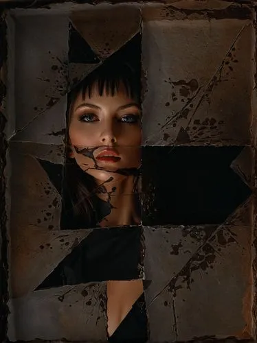 an image of a woman and torn up paper,xena,mathilda,gothika,polyxena,planescape,ruslana,Illustration,Realistic Fantasy,Realistic Fantasy 33