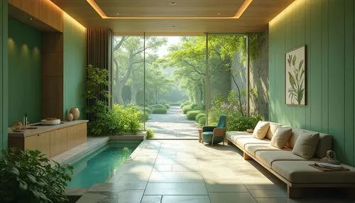 spa,green living,garden design sydney,pool house,luxury bathroom,green wallpaper,garden pond,green waterfall,green garden,verdant,cabana,buangan,landscape design sydney,hallway space,idyllic,zen garden,tropical greens,amanresorts,bath room,swimming pool,Photography,General,Realistic