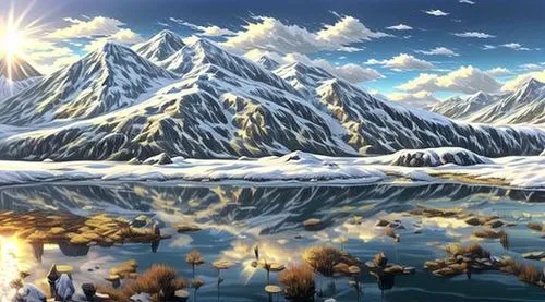 winter background,mountain scene,heaven lake,snow mountains,snowy mountains,ice landscape,landscape background,the beauty of the mountains,mountain tundra,giant mountains,cartoon video game background,japanese mountains,mountains,mountain world,mountainous landscape,glacial landform,dove lake,northrend,autumn mountains,glacial lake