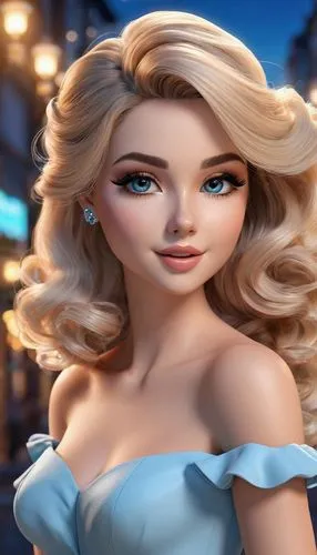 derivable,elsa,female doll,doll's facial features,fashion dolls,cendrillon,Unique,3D,3D Character