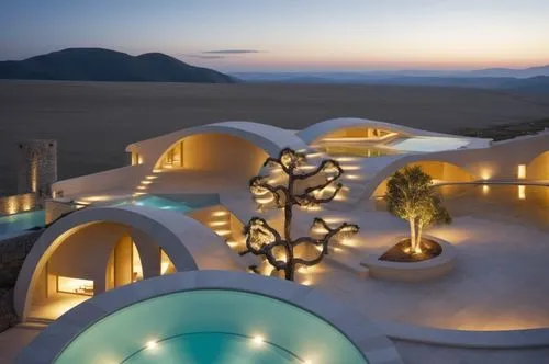 earthship,superadobe,dunes house,roof domes,igloos,futuristic architecture,holiday villa,dreamhouse,cubic house,roof landscape,amanresorts,pool house,cottars,holiday home,beach house,luxury hotel,odomes,domes,cube stilt houses,beautiful home,Photography,General,Realistic