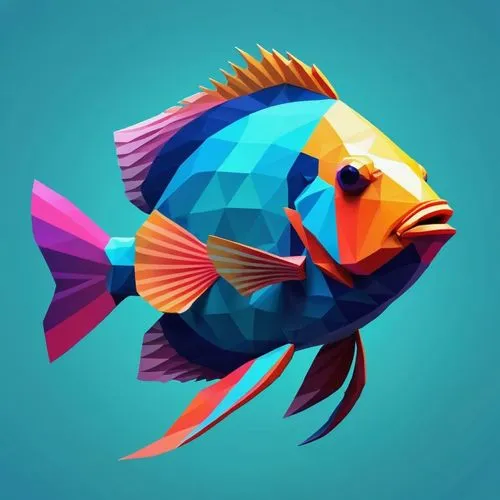 snapfish,blue fish,fish in water,fish,discus fish,playfish,Unique,3D,Low Poly