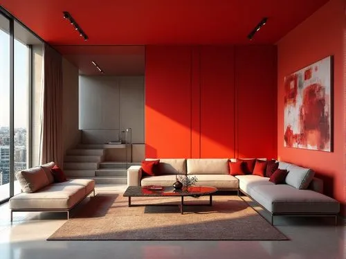 red wall,minotti,contemporary decor,apartment lounge,modern living room,interior modern design,livingroom,modern decor,red tones,modern room,living room,modern minimalist lounge,interior design,sitting room,light red,mahdavi,loft,rosso,landscape red,interior decoration,Photography,General,Realistic