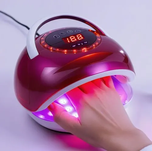 a close up of a person's hands and an alarm clock,plasma lamp,plasma globe,exercise ball,oil diffuser,energy-saving lamp,trackball,Photography,General,Realistic