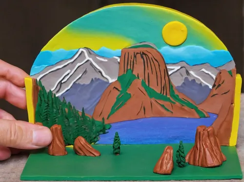 rock painting,wooden plate,cutout cookie,mountainous landforms,glass painting,painting technique,half-dome,clay animation,trees with stitching,hands holding plate,landform,circular puzzle,mountain scene,painting easter egg,circle shape frame,mountain range,decorative plate,wood mirror,hand painting,cuttingboard,Unique,3D,Clay