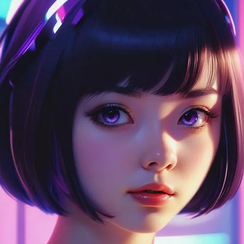 shimei,marinette,jurata,amiyumi,juri,haru,jiarui,violet eyes,girl portrait,louisette,digital painting,ayane,xiaolu,alita,eiko,takemi,minmei,nanami,kirca,ultraviolet,Conceptual Art,Fantasy,Fantasy 19