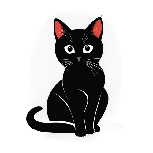 Logo for Promeai on the theme of cute black Siamese cat logo, white background, simplistic,cat vector,jiji the cat,pet black,cartoon cat,capricorn kitz,black cat,vector illustration,drawing cat,cat ca