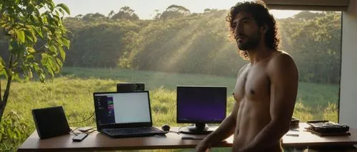 naturists,naturism,man with a computer,desktops,teleworking,girl at the computer,telepresence,remote access,configures,computer screen,windows 95,windows 7,computer freak,skype,work from home,cybersurfing,configured,videoconferencing,telecommuting,home office,Photography,General,Natural