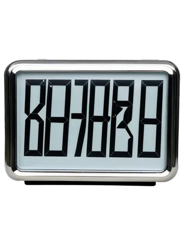 Digital clock, white background, 11 numbers, bold font, silver frame, glass cover, reflective surface, morning light, shallow depth of field, cinematic composition, HDR.,digital clock,key counter,radi