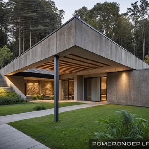 exposed concrete,mid century house,modern house,dunes house,modern architecture,timber house,concrete ceiling,cubic house,concrete construction,residential house,folding roof,house shape,danish house,