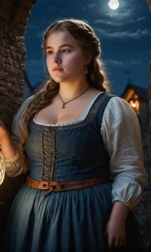 celtic woman,young woman,middle ages,bbw,night,long hair