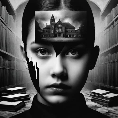 headmistress,fornasetti,helnwein,westerfeld,pleasantville,headmaster,photo manipulation,sci fiction illustration,schoolchild,gothic portrait,lodgers,motherhouse,rankin,photoshop manipulation,psychographic,mindscape,psychoanalytic,photomontage,asylum,orphanage,Photography,Black and white photography,Black and White Photography 07