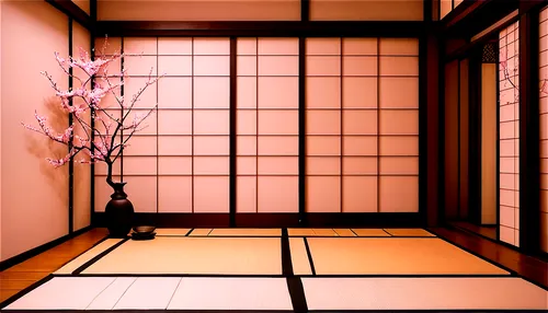 japanese-style room,tatami,ryokan,dojo,ryokans,japanese floral background,chanoyu,sakura background,anteroom,ikebana,japanese sakura background,teahouse,tea ceremony,hallway space,room door,shoin,3d background,empty room,one room,oedo,Illustration,Paper based,Paper Based 27