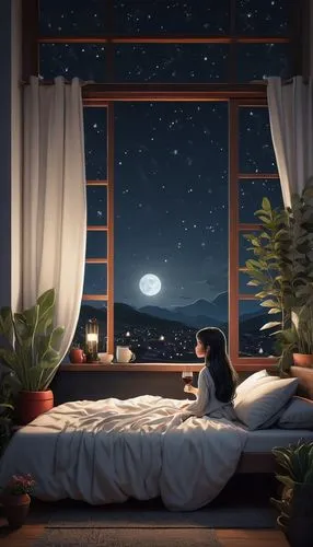 ghibli,studio ghibli,night scene,sogni,gn,romantic night,Art,Artistic Painting,Artistic Painting 29