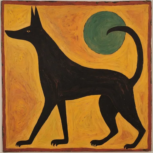 Produce an emotive and abstract piece using bold colors.,howling wolf,black shepherd,schipperke,tamaskan dog,canis panther,romanian mioritic shepherd dog,transylvanian hound,constellation wolf,canidae