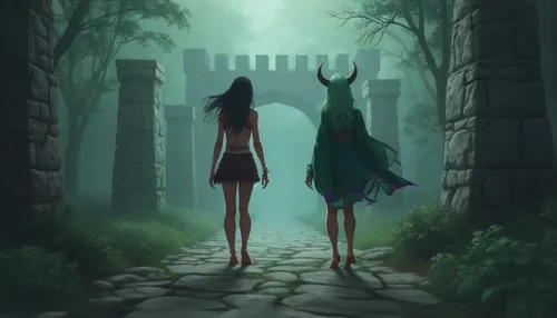 higurashi,changelings,arrietty,alfheim,priestesses,fantasy picture,forest path,journeys,the mystical path,threshhold,hollow way,encounter,ruelle,wanderers,shadowgate,forest walk,emissaries,backgrounds,pathway,the path