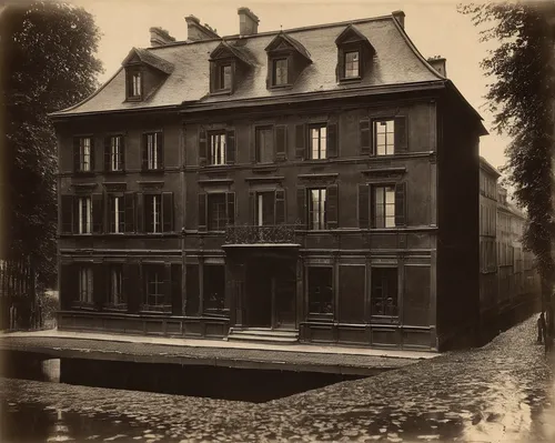 19th century,house hevelius,encarte,tenement,almshouse,july 1888,partiture,ambrotype,printing house,french building,old town house,amiens,woman house,townhouses,apartment house,doll's house,xix century,braque du bourbonnais,model house,town house,Photography,Black and white photography,Black and White Photography 15