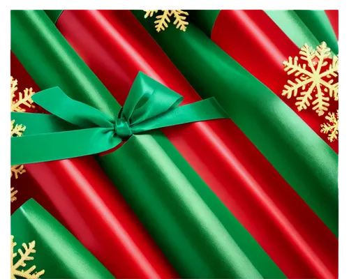 High-resolution Christmas wrapping paper, festive red and green stripes, golden snowflakes, shiny ribbons, intricate holly patterns, glossy finish, 4K resolution, macro photography, detailed textures,