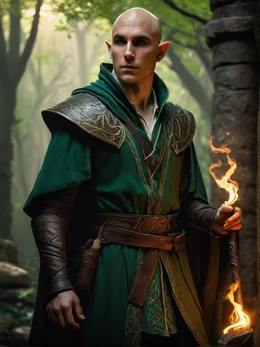 male elf,aa,prejmer,elven,dodge warlock,monk,wood elf,druid,aaa,cleanup,patrol,elves,quarterstaff,elven forest,elf,nördlinger ries,dane axe,benedict herb,flickering flame,smouldering torches,Conceptual Art,Oil color,Oil Color 11