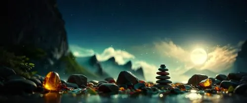 background with stones,microworlds,3d fantasy,dreamscape,arkenstone,fantasy picture