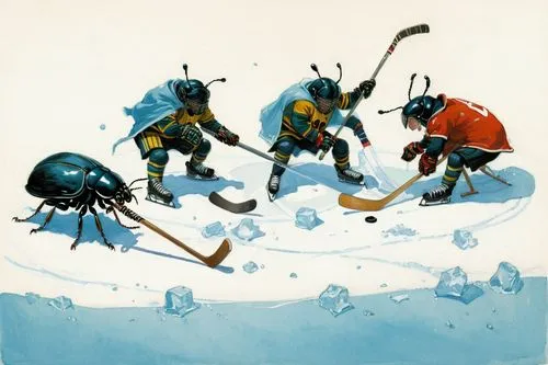 ice bears,ice hockey,ice fishing,icehockey,winter sports,alpinists,Illustration,Paper based,Paper Based 17