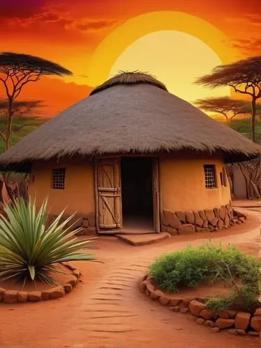 traditional house,afrika,africa,africano,african art,african culture,east africa,swaziland,africas,home landscape,tsavo,africaines,thatched roof,huts,moxico,africain,iafrika,ancient house,africare,matabeleland,Art,Artistic Painting,Artistic Painting 05