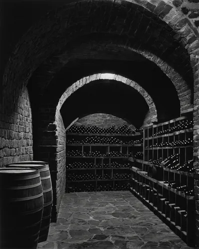 wine cellar,cellar,vaulted cellar,wine barrel,winery,wine cultures,wine barrels,wines,castle vineyard,priorat,wine rack,winemaker,wine house,montepulciano,catacombs,uncorking,brick-kiln,chateau margaux,la rioja,wine bottle range,Photography,Black and white photography,Black and White Photography 11