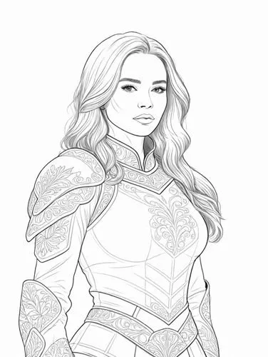 the avengers woman wearing a captain costume in coloring,seregil,sigyn,jaina,oerth,etain,gwenllian,Design Sketch,Design Sketch,Detailed Outline