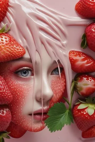 When strawberries mix with girl's skin,strawberry,strawberry tart,strawberries,strawberry pie,red strawberry,mock strawberry,salad of strawberries,strawberry dessert,strawberries falcon,strawberry flo