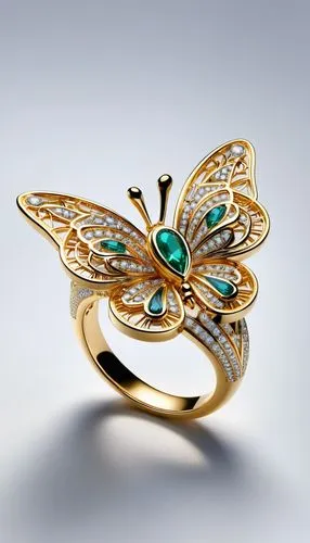 golden passion flower butterfly,ulysses butterfly,ornithoptera,saturniidae,glass wing butterfly,butterfly green,aurora butterfly,ring with ornament,chaumet,goldsmithing,large aurora butterfly,jewelry florets,ring jewelry,mouawad,french butterfly,garden butterfly-the aurora butterfly,colias,jewelry manufacturing,enamelled,passion butterfly,Unique,3D,3D Character