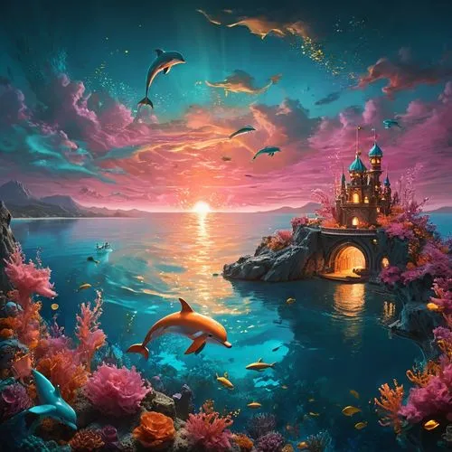 fantasy picture,under the sea,under sea,underwater background,underwater landscape,3d fantasy,Illustration,Realistic Fantasy,Realistic Fantasy 02