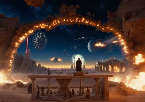 gallifrey,stargates,tatooine,burning man,fire ring,pandorica,fantasy picture,theed,barsoom,ramadan background,agrabah,portal,khandaq,tabernacles,mahavatar,avantasia,cantina,valerian,starscape,naboo,Photography,General,Realistic