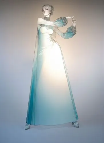 an artisticly dressed woman holding a veil,perfume bottle silhouette,perfume bottle,aquamarine,lalique,glass vase,3d figure,Conceptual Art,Fantasy,Fantasy 08