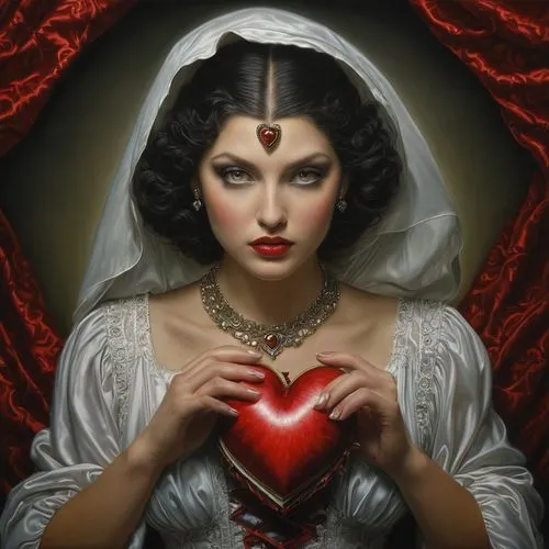 queen of hearts,red heart medallion in hand,red heart medallion,heart with crown,red heart,heart icon,bleeding heart,romantic portrait,the heart of,gothic portrait,necklace with winged heart,heart,fire heart,stitched heart,heart-shaped,valentine pin up,heart's desire,diamond-heart,priestess,red heart medallion on railway,Illustration,Realistic Fantasy,Realistic Fantasy 22