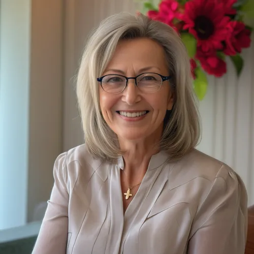 beautyful 50yo lady with glasses,  (hyperrealism:1.2), (photorealistic:1.2), shot with Canon EOS 5D Mark IV, detailed face, detailed hair, soft focus, depth of field, 8k photo, HDR, professional light