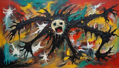 wendigo,carcosa,screaming bird,scream,stigmata,delirium,chaos,samuil,necromantic,halloween ghosts,turmoil,deathsaurus,fantasmas,haunted forest,infestans,premalignant,stargrave,scare crow,boisterous,calambro,Conceptual Art,Oil color,Oil Color 20