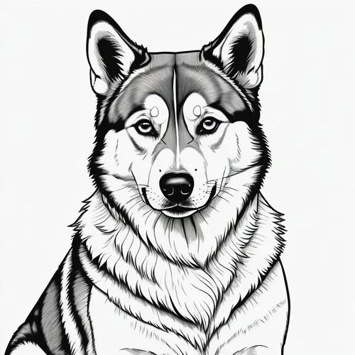 dog line art,malamute,balto,inu,husky,shib,Illustration,Black and White,Black and White 18