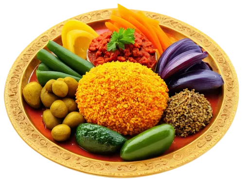 A colorful Turkish menu, traditional dishes, ornate plate, golden utensils, vibrant vegetables, steaming hot food, savory meat, aromatic spices, soft focus background, warm lighting, shallow depth of 