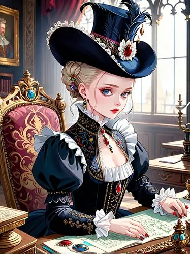 poker primrose,game illustration,victorian lady,baroque,venetia,rococo,aristocrat,vexiernelke,old elisabeth,playing cards,watchmaker,playing card,magistrate,prussian,victorian style,chess player,merchant,angelica,elizabeth i,clockmaker,Anime,Anime,General