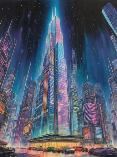 cybercity,coruscant,sky city,futuristic landscape,tsuneo,struzan,futurist,metropolis,sedensky,cityscape,cyberworld,fantasy city,guangzhou,cybertown,coruscating,skyscraper,skycraper,futuristic,arcology,skyscrapers,Conceptual Art,Daily,Daily 17