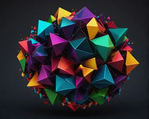 colorful, low polygen artistic desktop wallpaper, one single infinite skew polyhedra , multi-color, prefect render, dark background
,polyhedron,polyhedra,icosahedron,dodecahedron,icosidodecahedron,cub