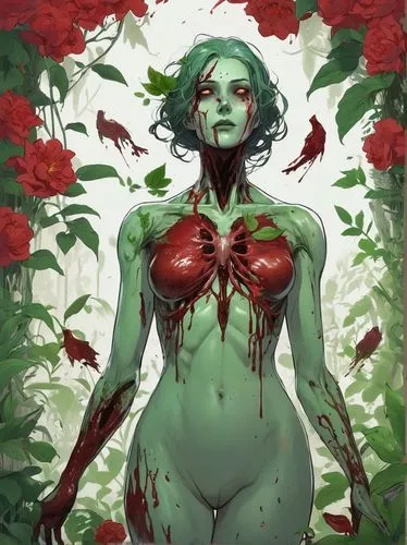 flora,dryad,fallen petals,rosebushes,red passion flower,persephone,Unique,Design,Character Design