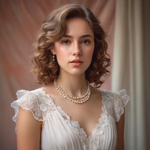 pearl necklace,pearl necklaces,vintage female portrait,vintage woman,elegant,bridal jewelry,romantic portrait,jane austen,vintage angel,pearls,vanity fair,vintage girl,love pearls,white lady,debutante,audrey,a charming woman,vintage women,emile vernon,necklace,Art,Artistic Painting,Artistic Painting 30