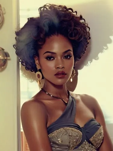 Who is the prettiest actress in the USA?,a woman in grey and gold gown next to a clock,freema,vrih,beautiful african american women,yildiray,navys,rhianna,Photography,Black and white photography,Black