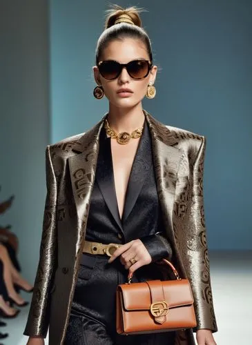 Fashion show ,a model on the runway wearing a jacket and pants with a bag,moschini,trussardi,fendi,roitfeld,ghesquiere,moschino,Photography,General,Commercial