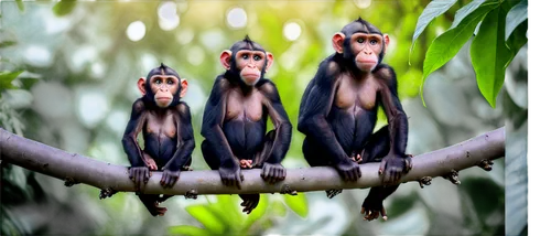 monkey family,primates,three monkeys,white-fronted capuchin,bonobo,three wise monkeys,monkeys,white-headed capuchin,siamang,monkeys band,tufted capuchin,long tailed macaque,common chimpanzee,de brazza's monkey,the blood breast baboons,colobus,great apes,baboons,primate,chimpanzee,Illustration,Realistic Fantasy,Realistic Fantasy 24